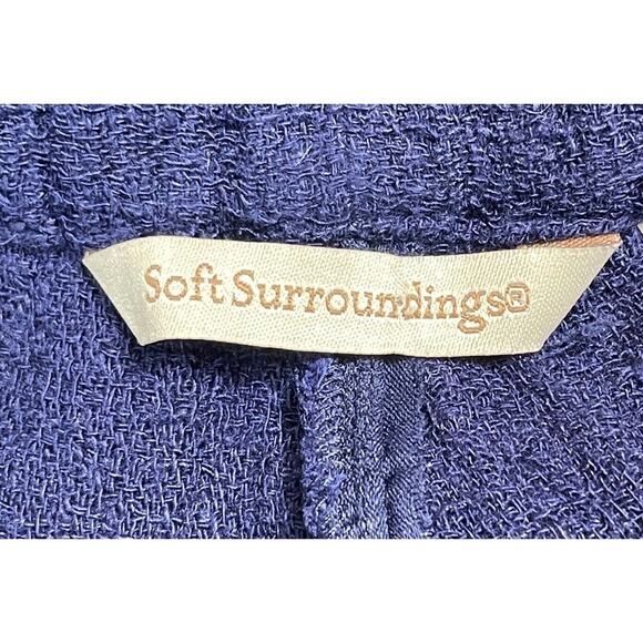 Soft Surroundings Pants Womens XS Petite Blue Linen Blend Pull On Crop Coastal - Picture 9 of 12